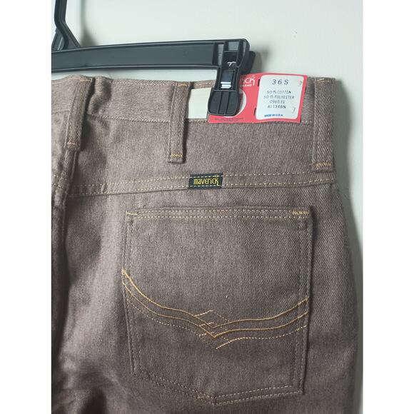 Vintage Maverick Brown Demin Jeans Flare Leg Men's Size 36 S Cotton NWT 70s 80s - Picture 4 of 6
